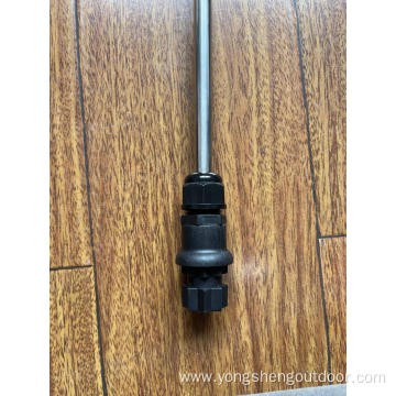 Telescopic flagpole with flagpole support on kayak